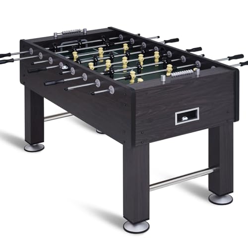 55 Inch Large Size Foosball Table for Adults, Kids, Competition Full Size Soccer Game Table Football Arcade with Leg Levelers, Heavy-Duty Legs & 2 Balls for Indoor Game Room (Brownish Wood Grain)
