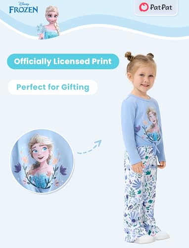 Image of Disney Frozen Princess Minnie Stitch Girl Clothes Long Sleeve Knot Front Sweatshirt Flare Pants Fall 2 Piece Outfit 2-9Y