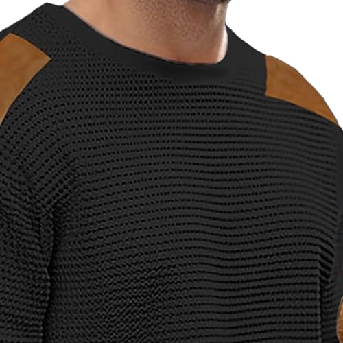 Pull col rond en maille gaufrée patchwork vintage premium