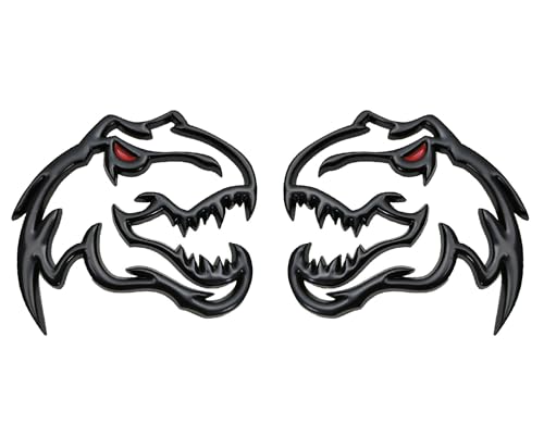 Image of A Pair Redeye Dinosaur Metal Emblem for Dodge RAM TRX 1500 2500 3500 Charger Challenger (Red Eye)
