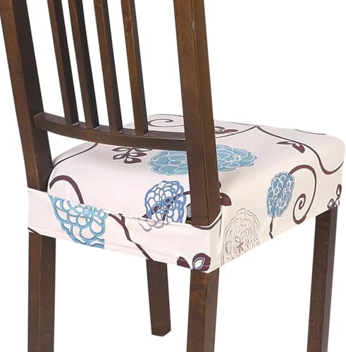 Image of SearchI Stretch Dining Chair Seat Covers Set of 8, Soft Washable Seat Covers for Dining Chairs, Dining Room Seat Cover Protector (Rear-Covered, Ball Flower)