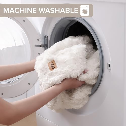 UGG Adalee Faux Fur Throw Blanket Luxury Lightweight Cozy Soft Throw for Couch Bed or Chair Hypoallergenic Machine Washable Double-Sided Fluffy Blanket Home Decor, 50-inch x 70-inch, Natural White - Image 6