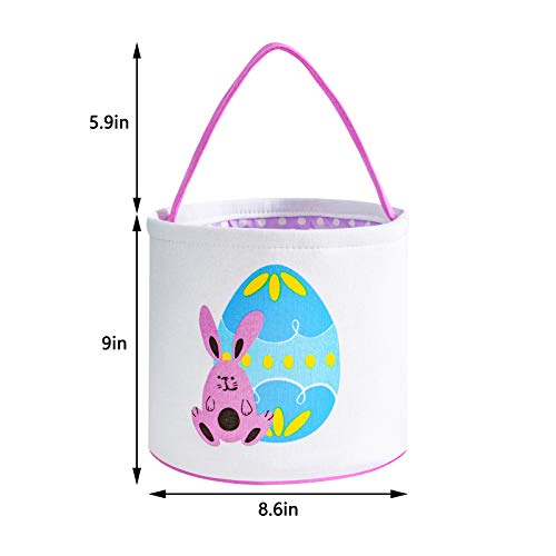 Image of Easter Bunny Basket for Kids - Easter Tote Bag with Handle for Egg Hunting