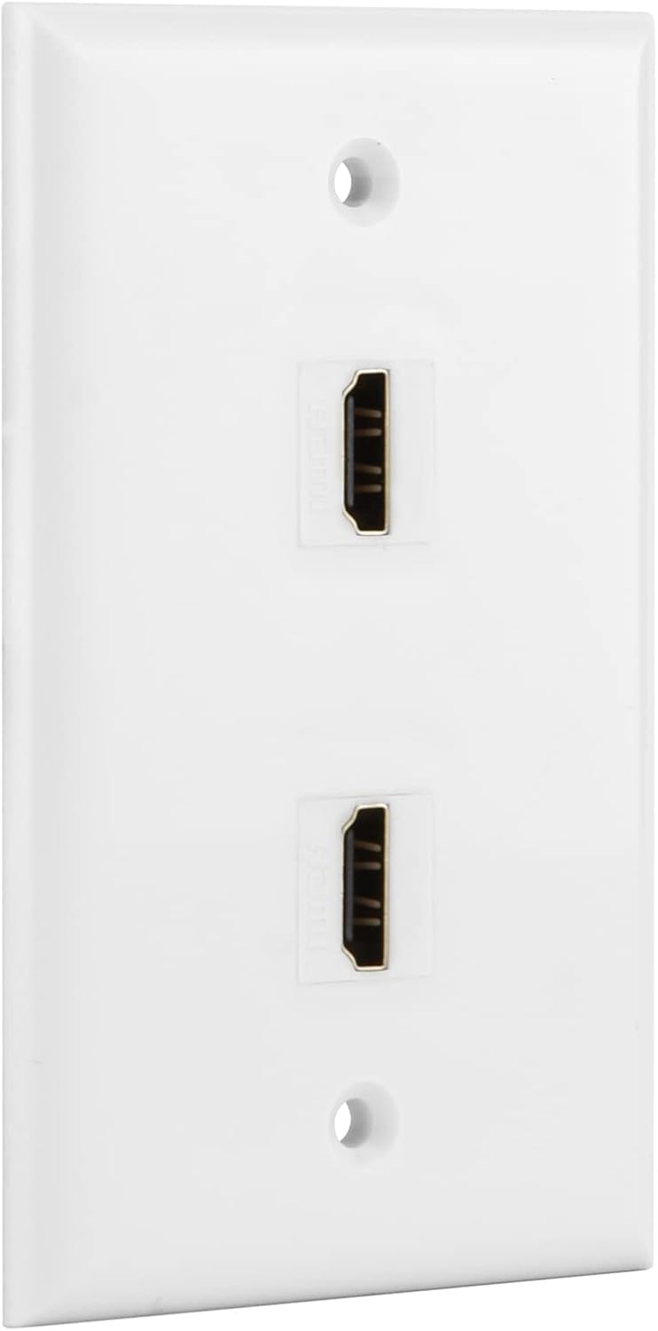 HDMI Wall Plate, 2 Port HDMI Keystone Female to Female Wall Plate for