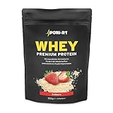 Whey-Proteinpulver von POW-R1®, 500g Beutel, 16 Portionen, Geschmack Erdbeere, schnelle Absorption, Muskelaufbau & Regeneration nach dem Training