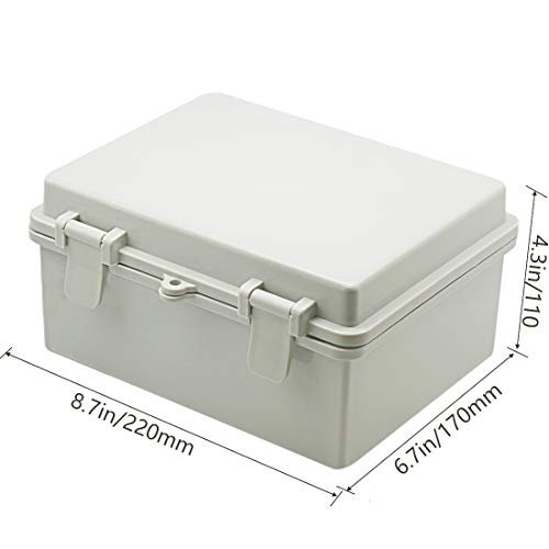 Zulkit Junction Box Abs Plastic Dustproof Waterproof Ip65 Electrical Boxes Hinged Shell Outdoor Universal Project Enclosure 8.7 X 6.7 X 4.3 Inch (220X170X110 Mm) #TOP1