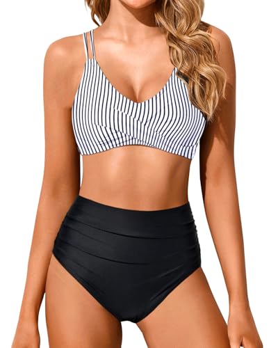 Holipick Women High Waisted Bikini Set Two Piece Swimsuits Push up Wrap Swim Suits Top Tummy Control Bathing Suit