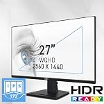 MSI PRO MP275Q Moniteur de bureau 27 po 1ms (MRPT) WQHD - Panneau IPS 2560 x 1440, 100 Hz, écran convivial, haut-parleurs intégrés, inclinable - HDMI 2.0b, DP (1.2a)