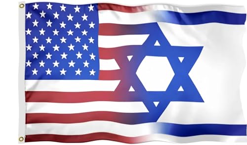 American Israeli Friendship Flag 4X6 FT US_Israel Flag Outdoor Decor Flags Vivid Color All Weather Double Stitched USA Israel Polyester Flags with Sturdy Brass Ring. (4X6)