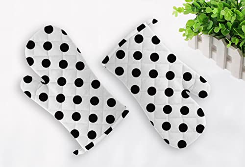 Image of Oasis Home Cotton Shell with Inner Polyester Printed Glove Set - Black Polka (Pack of 2)