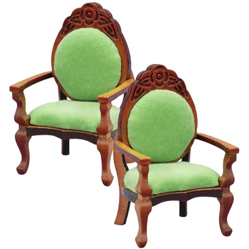 ABOOFAN 2pcs Dollhouse Furniture, 1:12 Scale Victorian Miniature Chairs, Carved