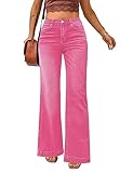 luvamia 2024 Wide Leg Jeans for Women High Waist Stretchy Classic Baggy Flare Jeans Denim Pants Hot Pink Size Medium US Size 8 to Size 10