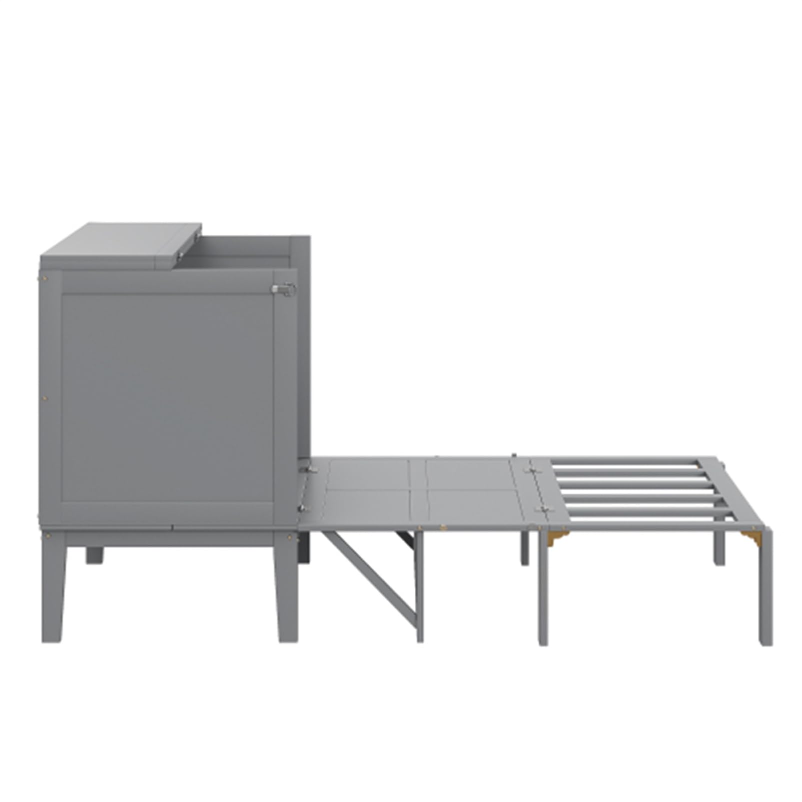 Letto verticale per armadio con rete a doghe, pieghevole da parete per adulti e ragazzi, letto singolo, per camera da letto, letto degli ospiti, in legno, struttura del letto, grigio, 90 x 200 cm
