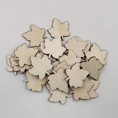 Amosfun 50Pcs Wooden Pieces For Crafts Maple Leaf Unfinished Wood Cutouts Diy Wood Ornaments Party Wedding Nursery Home Decoration #TOP6
