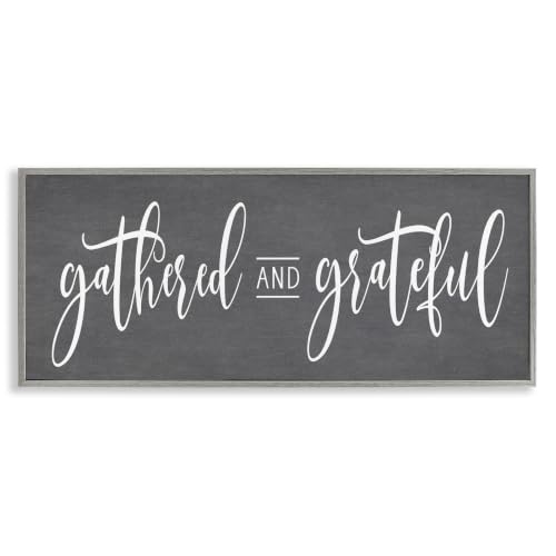 Gathered Grateful Fancy Cursive Family, 13 x 30 Inch Framed Giclée Print