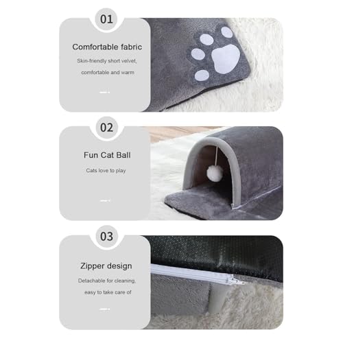 Cama para gatos tipo túnel para el salón con perros pequeños y conejos 8