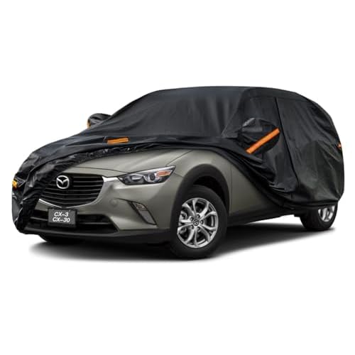 Kayme 7 Layers SUV Car Cover Custom Fit for Mazda CX-30 CX-3 CX 30 CX 3 (2019-2025) Waterproof All Weather for Automobiles, Outdoor Full Cover Rain Sun UV Protection.Black Custom Fit Mazda C