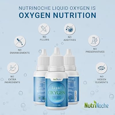 NutriNoche Liquid Oxygen Drops for Humans - High Potency Liquid Oxygen Supplement - Potent Oxygen Boost to Help Facilitate Energy Production - 2 oz Oxygen Drop Formula - Pure Oxygenated Water