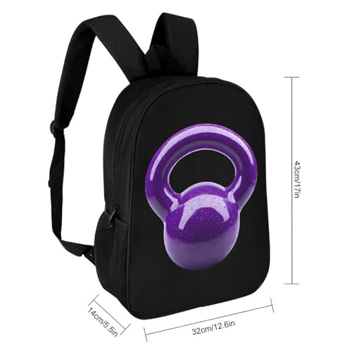 Purple Kettlebells Fitness Classic 17 Inch Backpack Travel Daypack Casual Shoulder Bag with Adjustable Strap for Men Women2