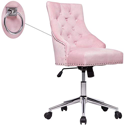 Buy Cute Pink Tufted Velvet Computer Desk Chair Swivel Adjustable