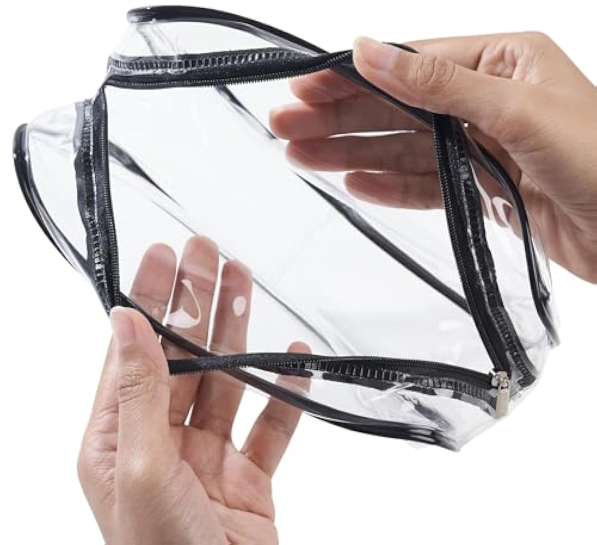 3-Pack Clear Zippered Toiletry & Makeup Bags, Multipurpose Organizer