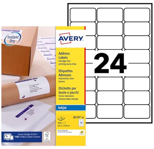 Étiquettes autocollantes Avery J8159 pour impression jet d'encre boîte de 960 unités