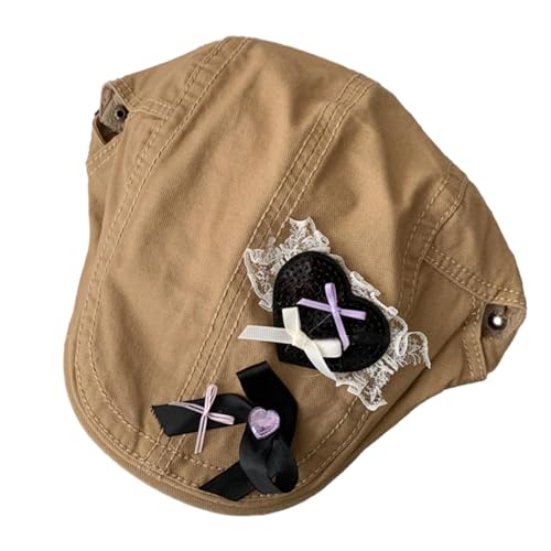 Girls Painter Hat French Heart Hat Lacework for Holiday Photography Handmade Elegant Bowknot Painter Hat