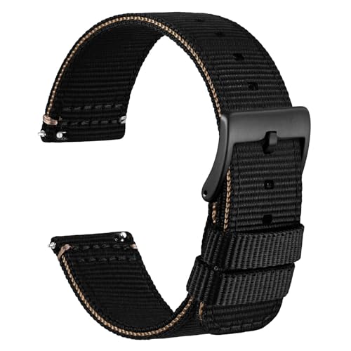 Image of WOCCI Nylon Watch Bands, Contrast Woven Design, Quick Release, Stainless Steel Buckle, Band Width 20mm 22mm 24mm 26mm