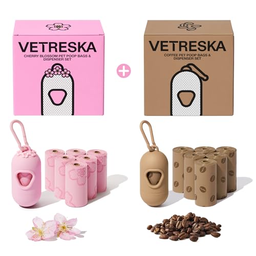 VETRESKA Dog Poop Bag Dispensers with Cherry Blossom & Coffee Sce...