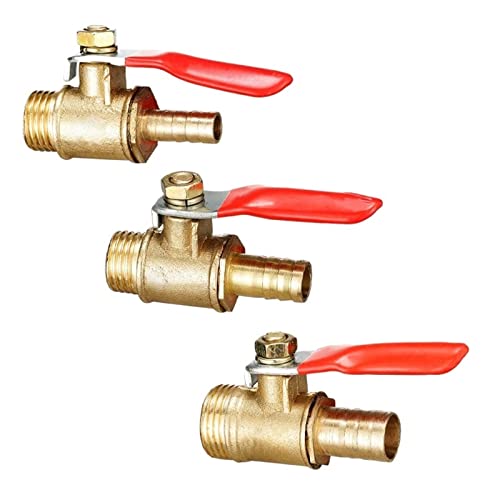 Raccord de tuyau 10mm en laiton avec vanne à levier rouge de 9,5 cm - 2