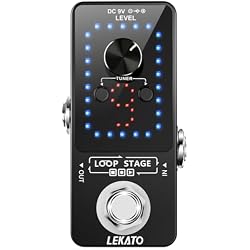 LEKATO Looper Guitar Pedal Guitar Loop Pedal Tuner Pedal 9 Loops 40 Minutes Record Time Unlimited Overdubs for Electric Guitar Bass (Black)