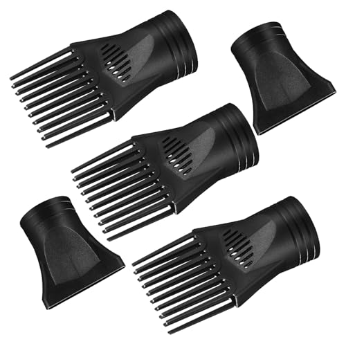 Ciieeo 5 Unidades Boquilla de Peine para Secador de Pelo de Plástico Negro, Reduce de Secado y Ofrece Resultados Profesionales para Styling y Travel
