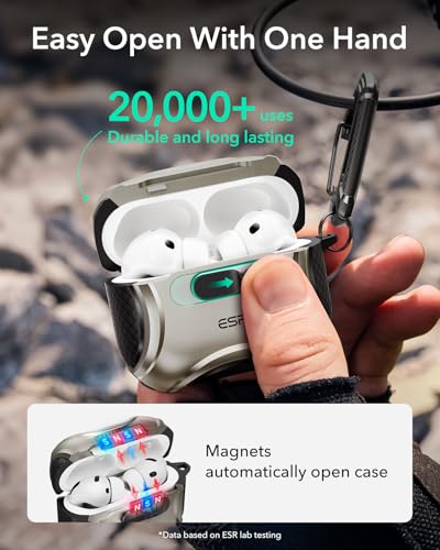 Image of ESR for AirPods Pro 3 Case (2025), Compatible with Airpods Pro 3rd Generation Case (USB-C Cable), Effortless MagSafe, Drop-Proof Lock, Easy Open, Cyber Series, Titanium
