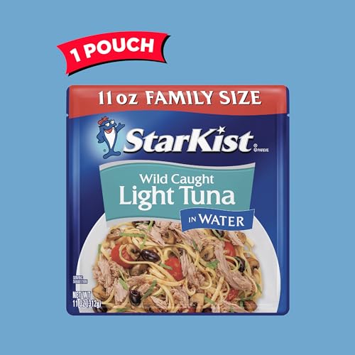 Image of StarKist Chunk Light Tuna in Water, 11 oz Pouch (6 Pack) Ready to Eat Wild Caught Tuna, 19g Protein Per Serving, 80 Calories Per Serving, Gluten Free, Soy Free, Kosher, Perfect for Meals and Snacks