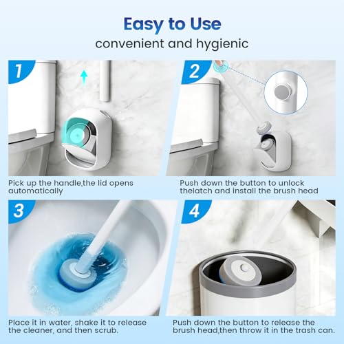 Image of 2 Pack Disposable Toilet Brush with 48 Refills, Toilet Bowl Cleaning System | Toilet Bowl Cleaner, Wall Mounted Toilet Bowl Brush and Holder Set for Deep Cleaning and Hygienic Bathroom Maintenance