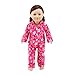 18 Inch Doll Clothes | Cozy Bright Pink and White Snowflake Print 2 Piece Pajama PJ Outfit with Teddy Bear | Fits American Girl Dolls
