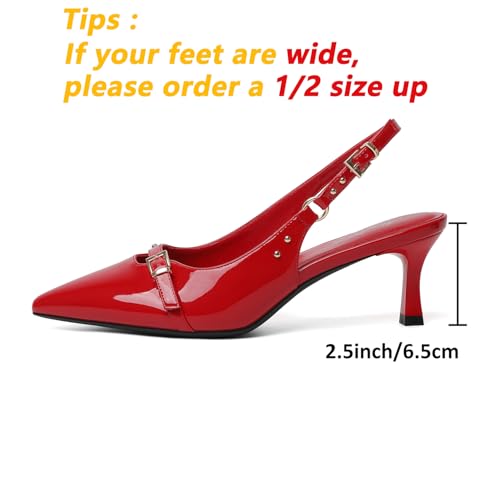 Image of Mostrin Kitten Heels for Women Slingback Pointed Closed Toe Heels Women's Pumps Shoes for Wedding, Party, Commuting
