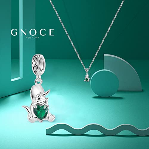 Image of GNOCE Embraces Heart Gemstone Bead Charms 925 Sterling Silver Rabbit Horse Triceratops Snake Monkey Cat Platypus Sloth Bear Pig Yak Ghost Matryoshka Doll Jewelry Gift for Women
