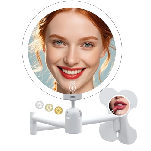 Espejo de Maquillaje de Pared LED 6" Doble Cara