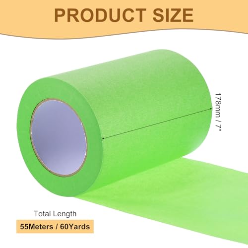 Image of Masking Tape Green Painters Tape Paper Tape [for Crafts DIY Walls Painting Packing Automotive Home Decoration Teaching]- 7 Inch x 60 Yards /1 Roll