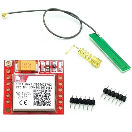 ARCELI Tarjeta adaptadora GPRS Módulo gsm, Módulo Breakout Interfaz Serie TTL 3.7~4.2V Cuatribanda 850/900/1800/1900MHz Ranura para Tarjeta SIM Integrada con Antena