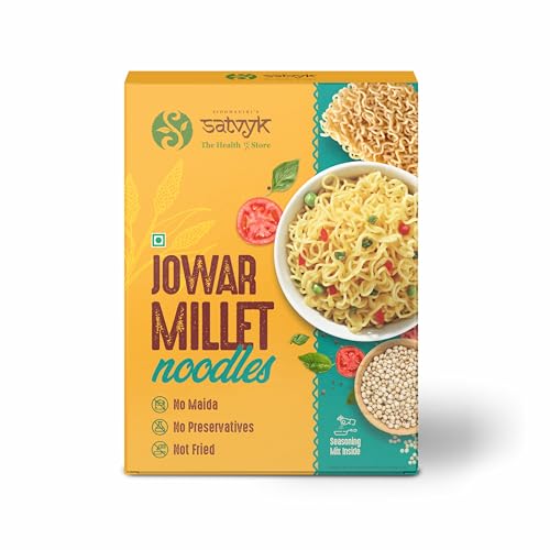 S Siddhagiri's SATVYK THE HEALTH re STORE Jowar Millet Noodles (175gm) - With Tastemaker | No Maida | Ready to Cook Instant Millet Noodles | High Plan