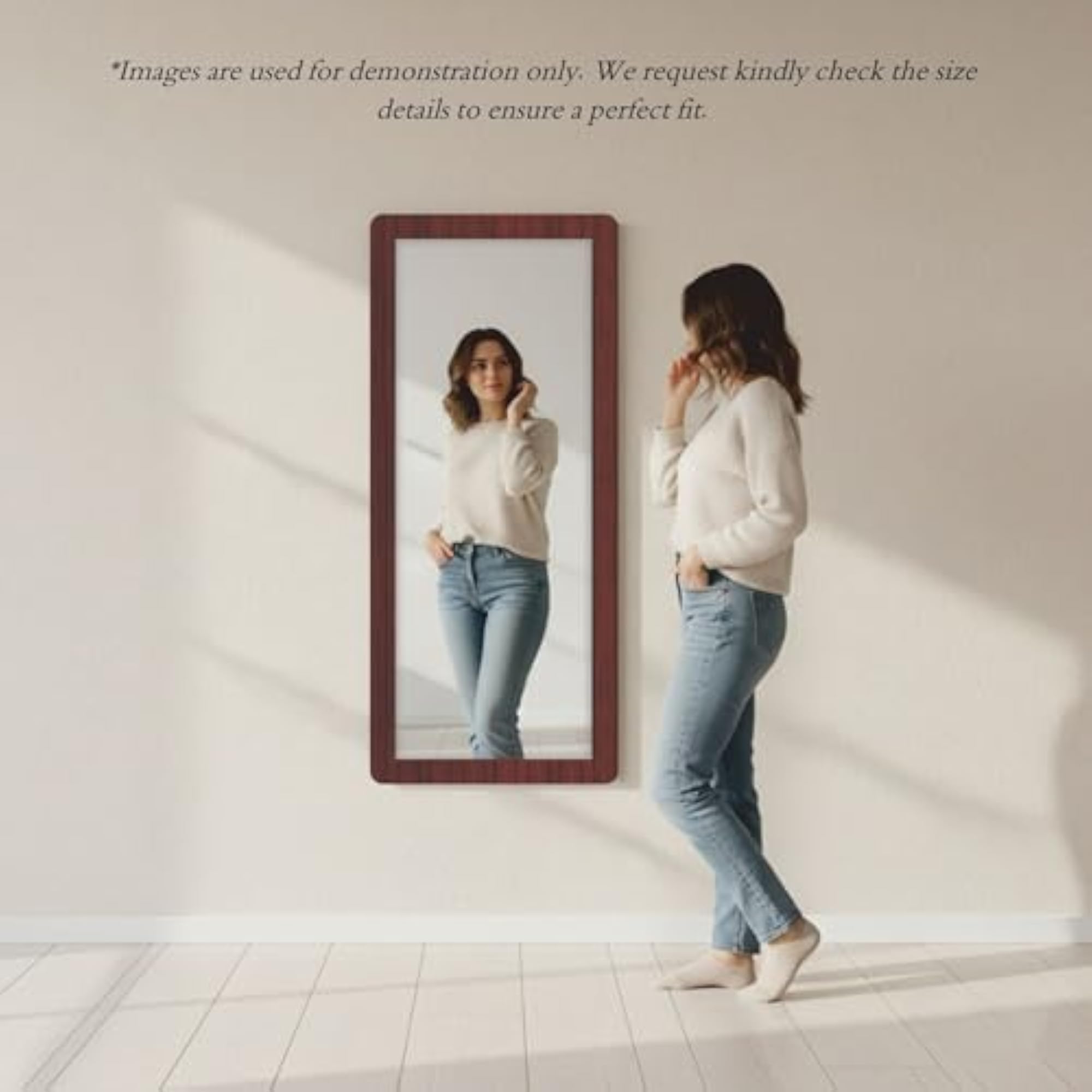 Long Fiber Rectangular Wall Hanging Mirror for Home Decor