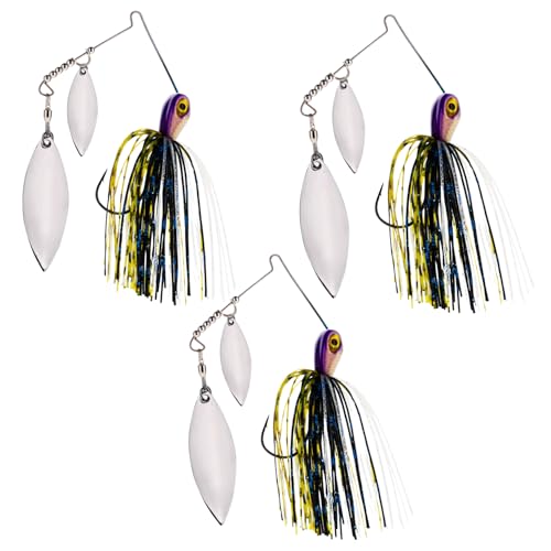 Reaction Tackle Spinner Bait, Compact Profile Fishing Lure with Flash and Vibration for Bass, Trout, Pike, Salmon and Walleye - 3/8 Oz Killer (3-Pack)