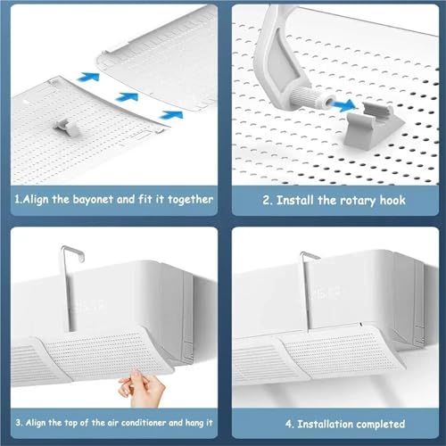 Déflecteur de vent pour climatiseur universel et réglable blanc