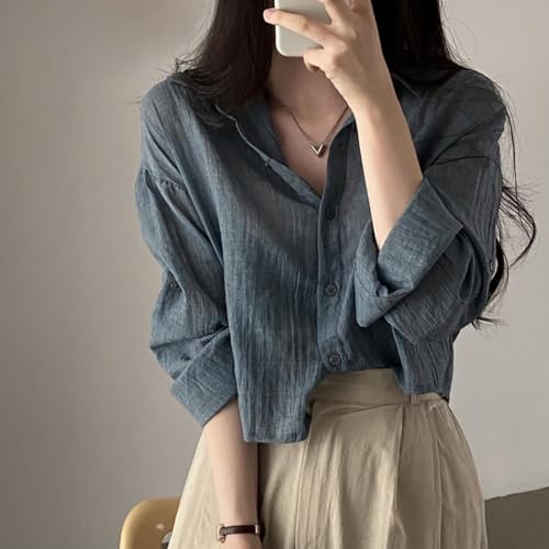 Chic Korean Style Academy Style, Casual Perspective Sexy, Versatile Long Sleeved Shirt, Loose top, Elegant Goddess4