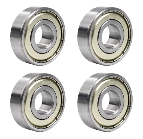 RowGlow 4pcs 6201zz 6201z roulement a bille 12x32x10mm, Roulements gorge profonde 6201-2z 6201 zz Double joint métallique chrome Acier pour Machines et Outils (6201zz 4pcs)