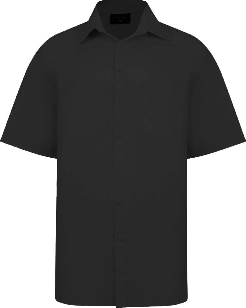 Espionage Mens Big Size Plain Collar Short Sleeve Shirt (147) in Black in 7XL