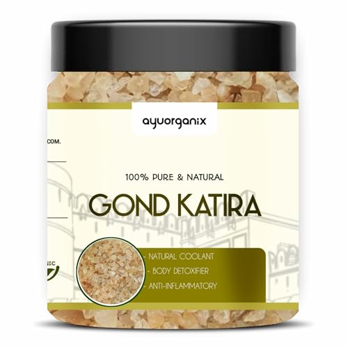 Image of AYUORGANIX Gond Katira 350g - 100% Natural & Edible Tragacanth Gum | Ayurvedic Cooling Herb for Summer Drinks, Digestion & Skin Care | Organic Gond for Falooda, Sharbat & Weight Management