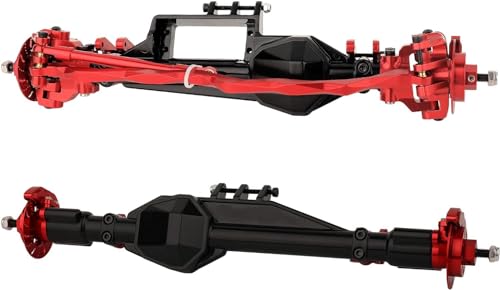ZIJOT RBX10 Front & Rear Axle with Caliper Brake disc for Axial Ryft 1/10 RC Cralwer Car Upgrade Parts Accessories (Red)